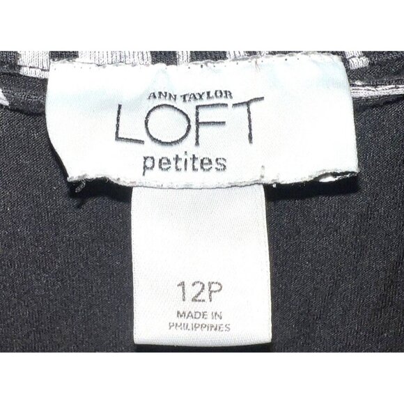 Ann Taylor Loft Womens Blk/white Sleeveless Dress 12P - Picture 3 of 3